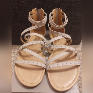 Cream Studded Flat Strap Sandals
